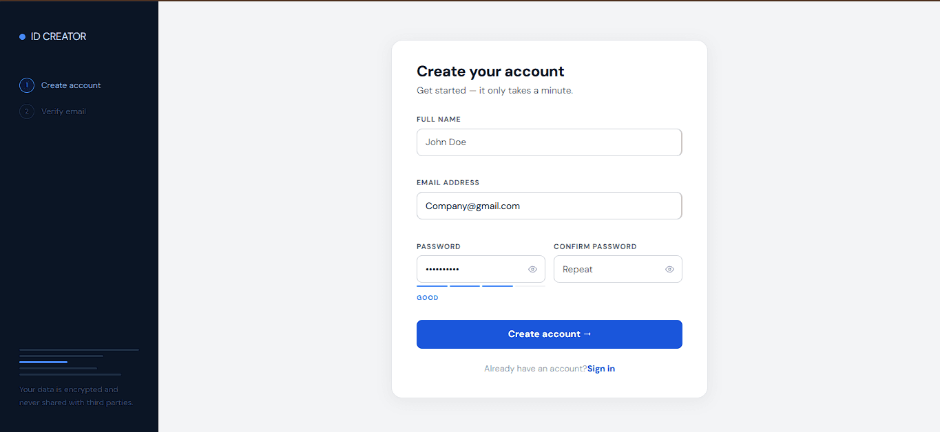 Sign up: Create an account to get started.